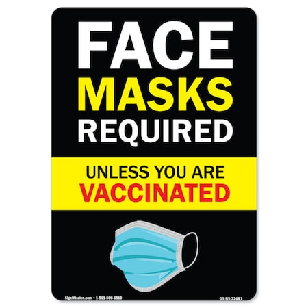 Public Safety Sign, Face Mask Required Unless You Have Been Vaccinated, 24in X 36in Decal